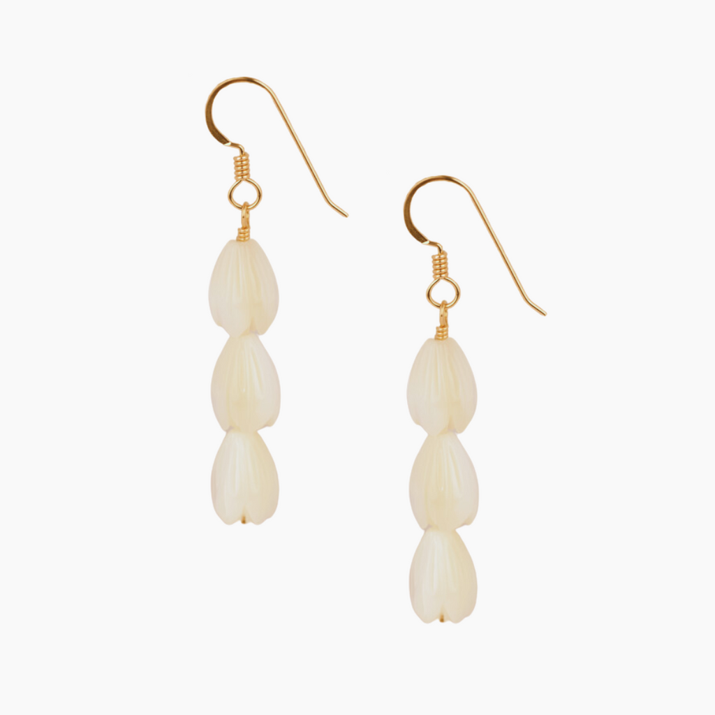 Triple White Pikake Earrings