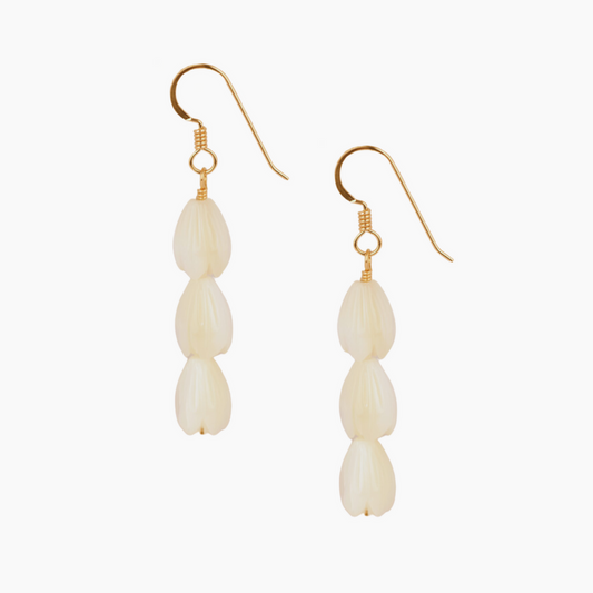 Triple White Pikake Earrings