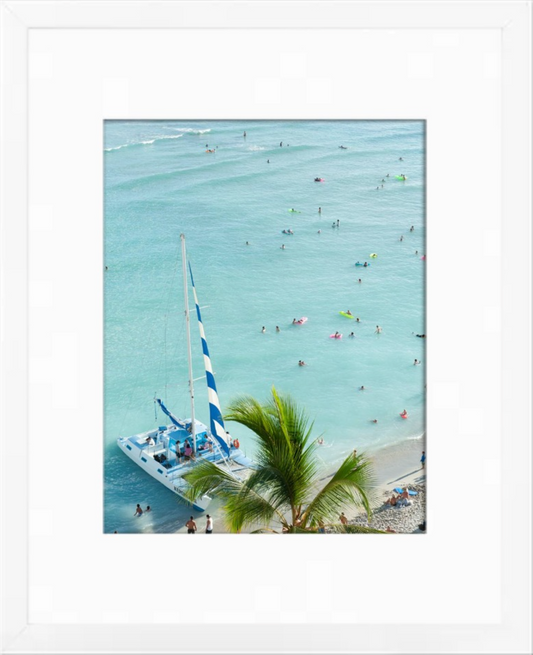 waikiki catamaran, blue