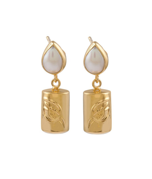 Pearl Lotus Bud Earrings