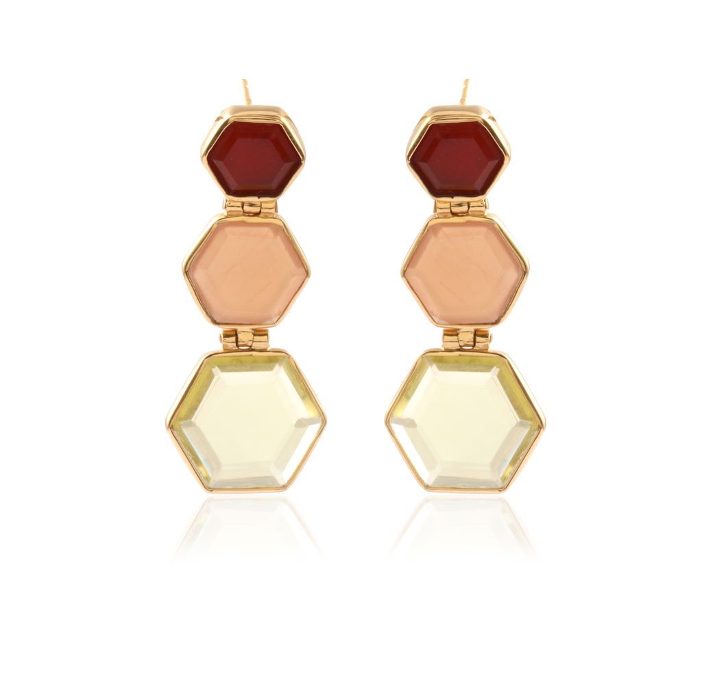 Mixed Stone Hexagon Earrings