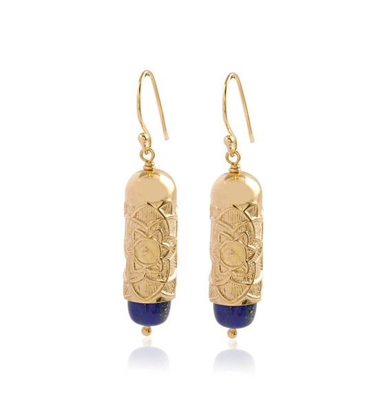 Gold Lapis Earrings