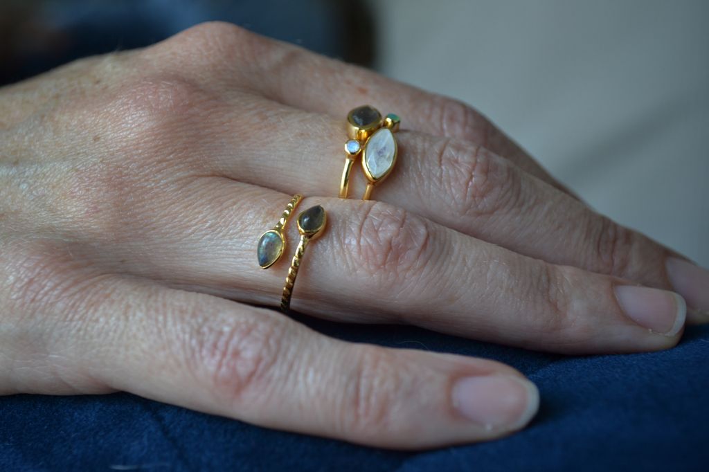 Lotus Bud Labradorite Ring