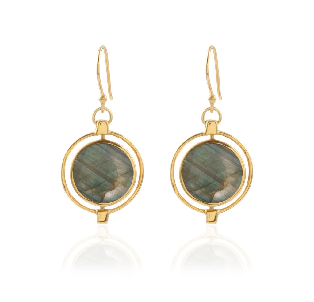 Labradorite Moon Earrings