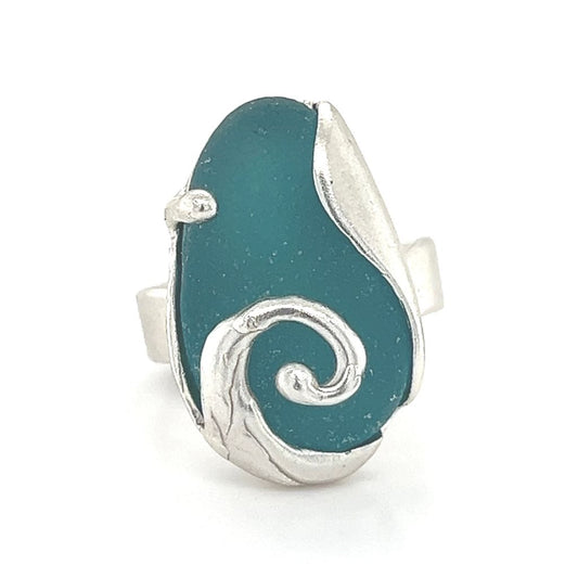 ocean swirl sea glass ring