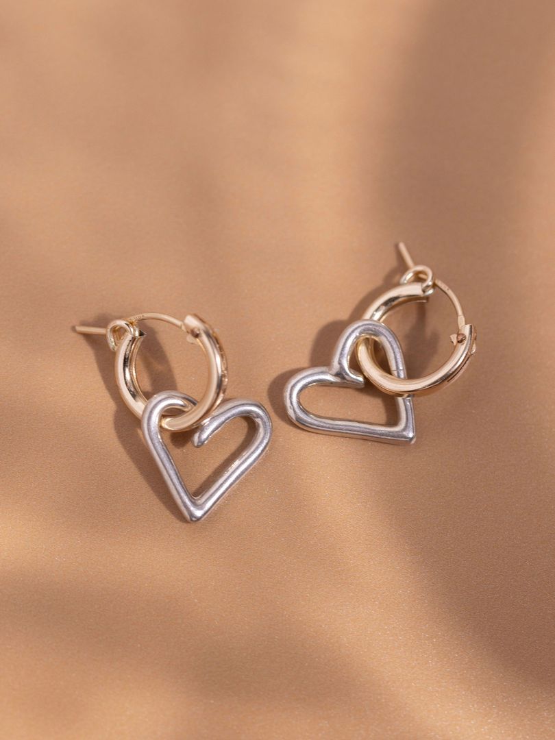 Open Heart Hoop Earrings