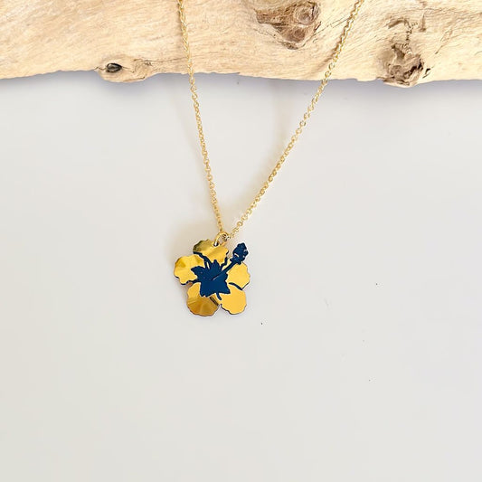 Buff n Blue - Hibiscus Necklace