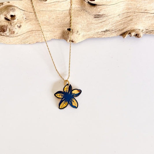 Buff n Blue - Plumeria Necklace