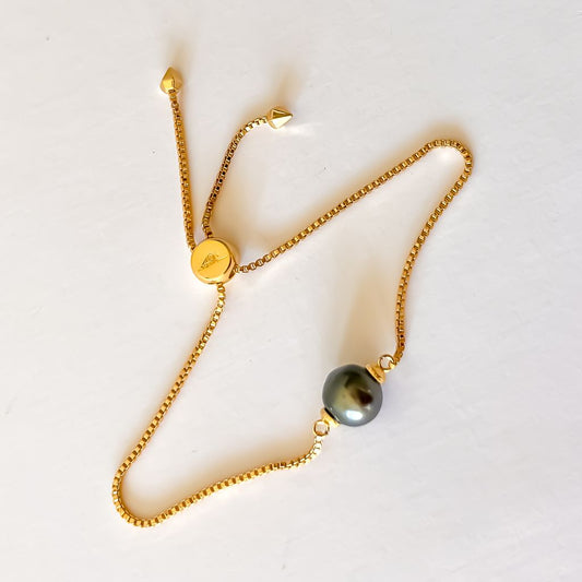 Tahitian Pearl Gold Slider Bracelet