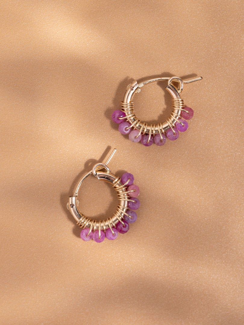 Pink Ruby Hoop Earrings