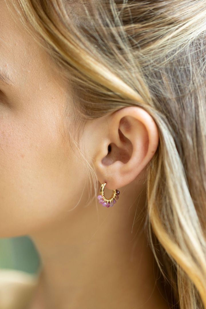 Pink Ruby Hoop Earrings