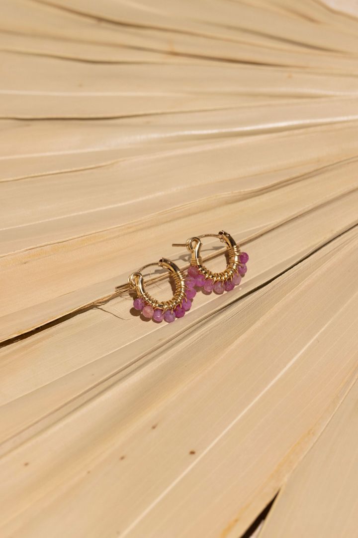 Pink Ruby Hoop Earrings