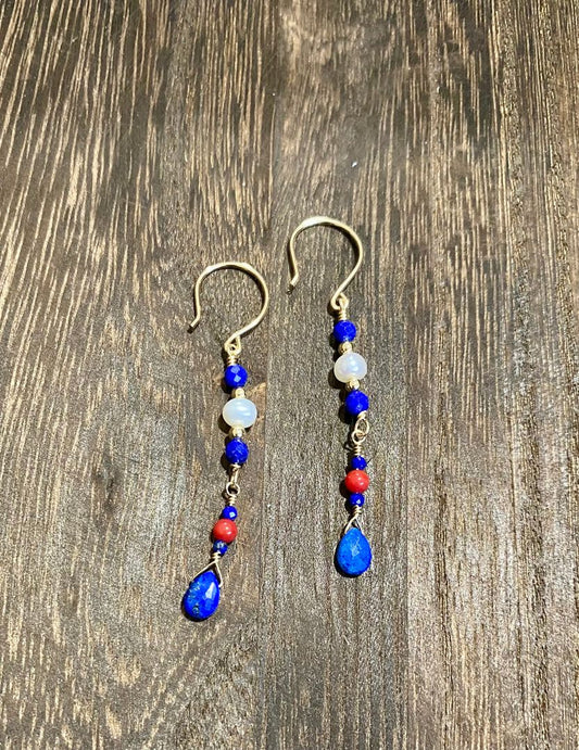 Lapis Coral Royal Earrings