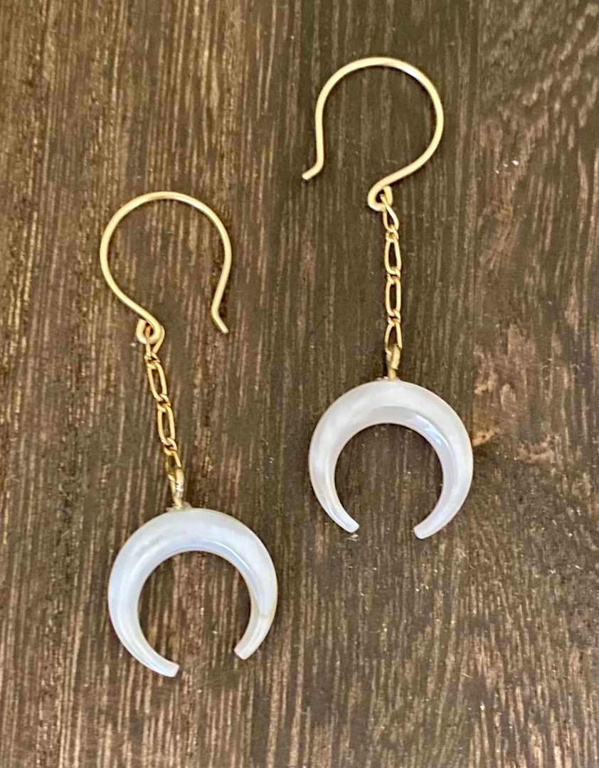 Pink Crescent Drop Earrings