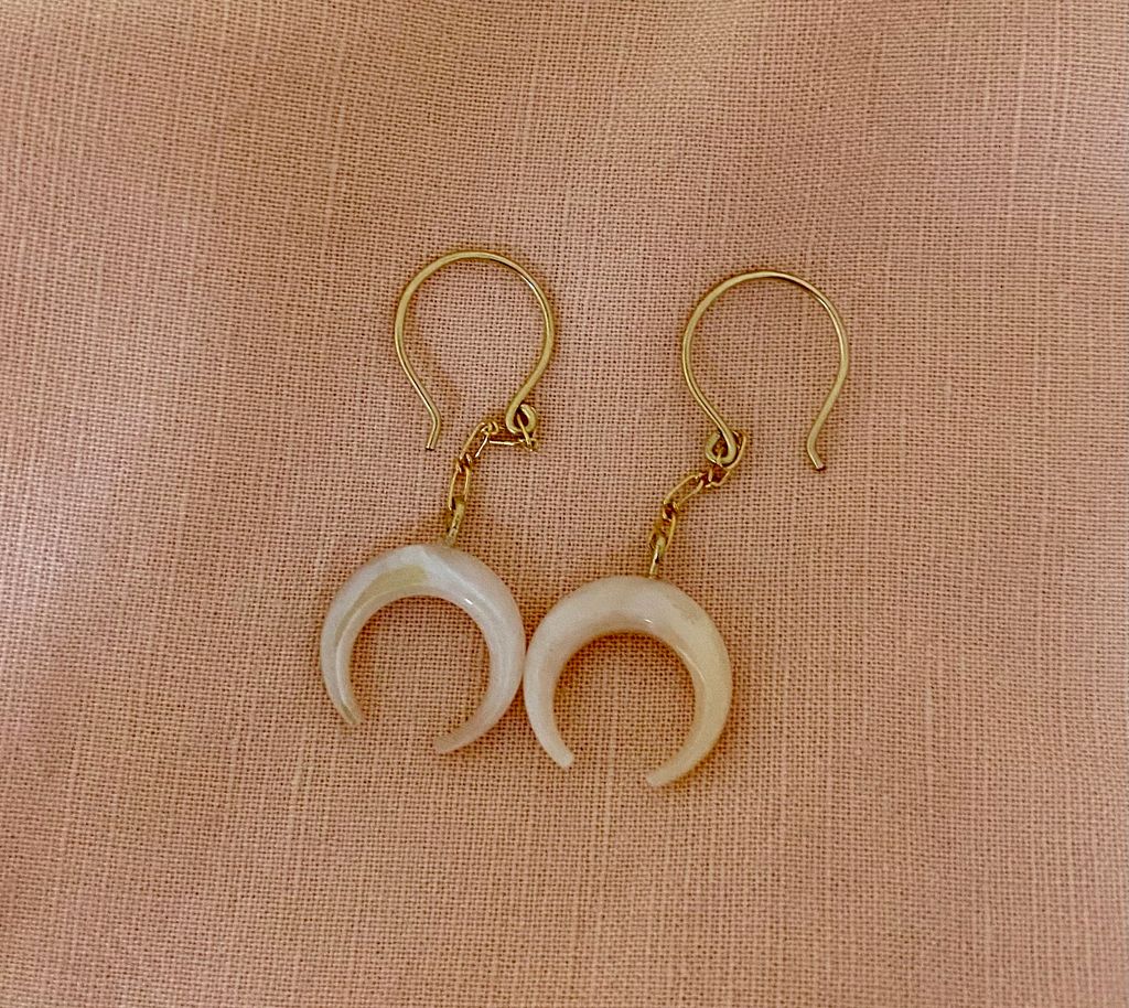 Pink Crescent Drop Earrings