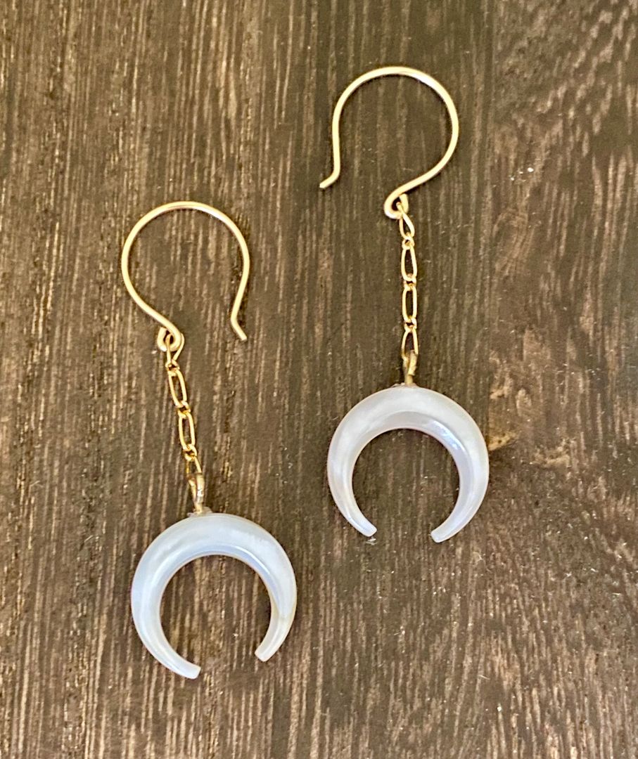 Pink Crescent Drop Earrings