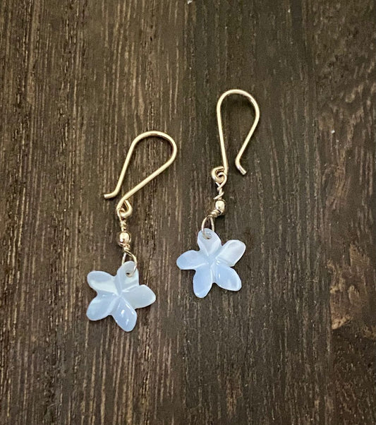 MoP Plumeria Drop Earrings