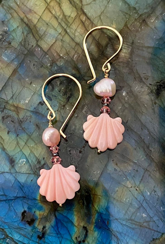 Pink Shell Sparkle Earrings