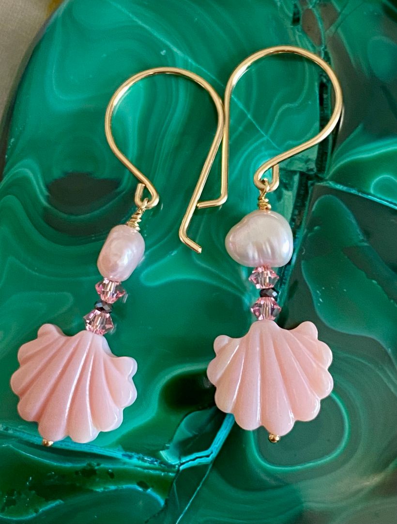 Pink Shell Sparkle Earrings