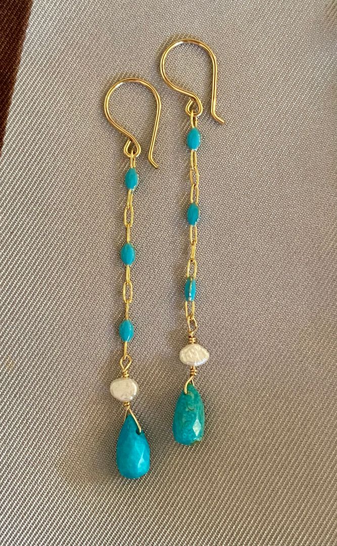 Turquoise Enamel Drop Earrings