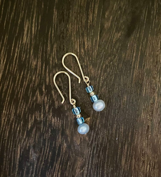 Pearl Sparkle Blue Earrings