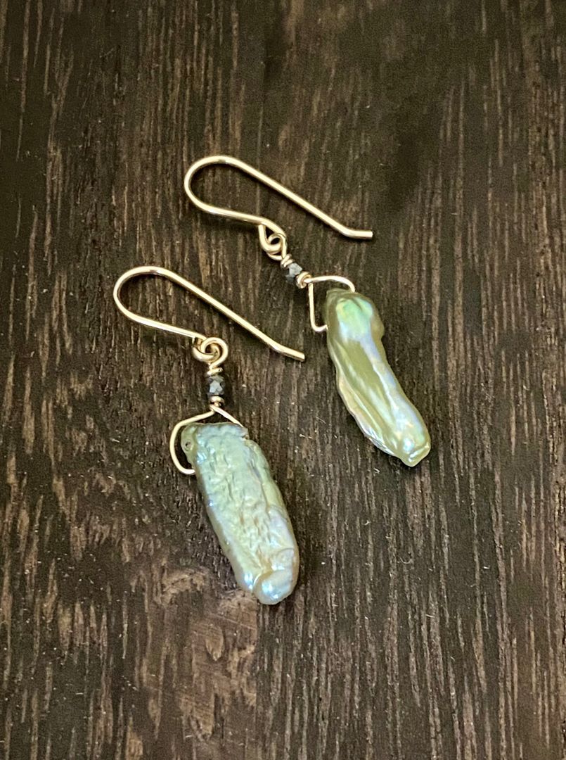 Keshi Pearl Green Earrings