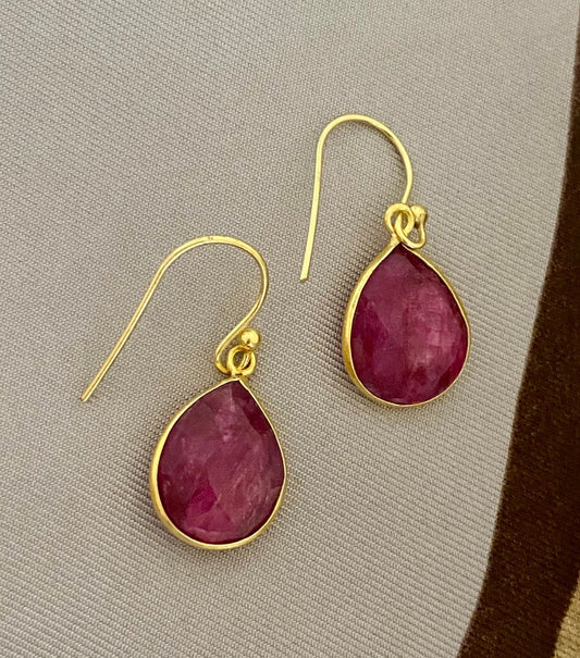 Raw Ruby Drops Earrings