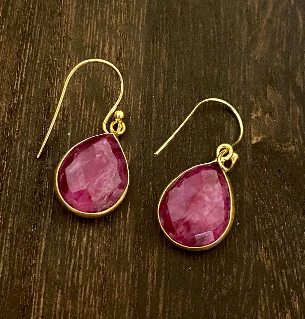 Raw Ruby Drops Earrings