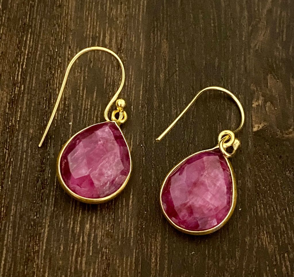 Raw Ruby Drops Earrings