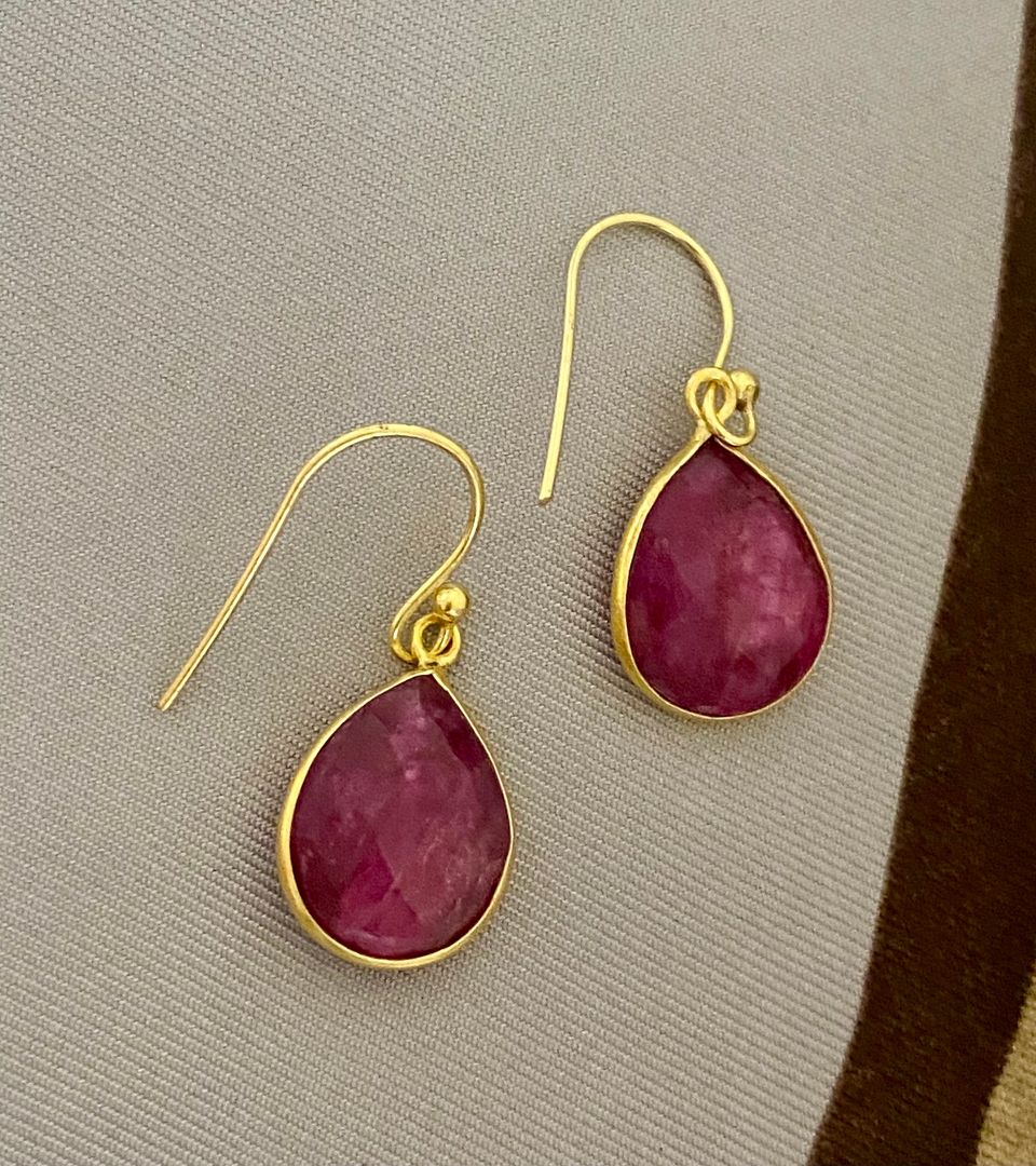 Raw Ruby Drops Earrings