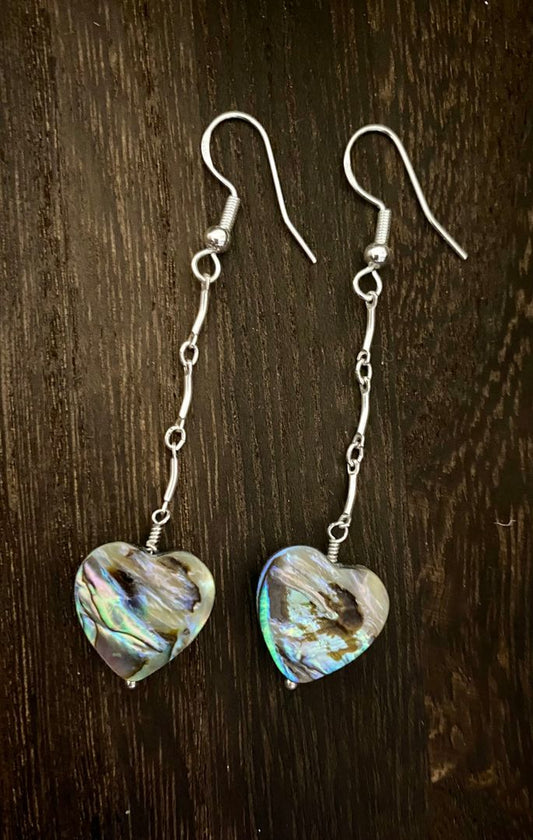 Abalone Shell Silver Hearts