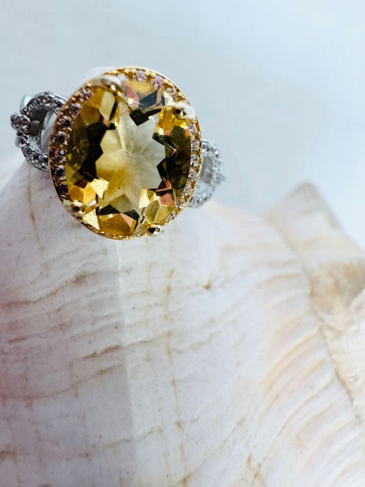 S.S. Faceted Citrine Ring