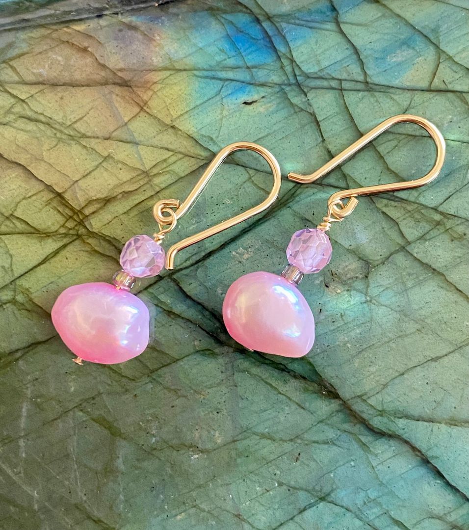 Pearl Sparkle - Pink Earrings