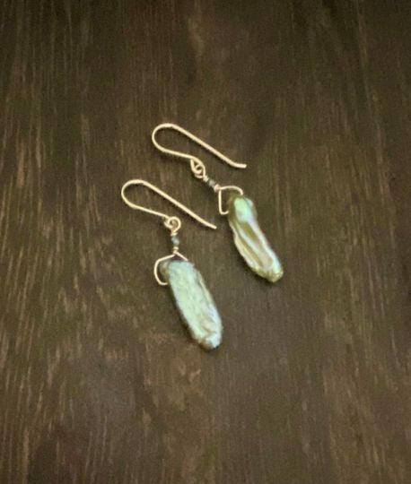 Keshi Pearl Green Earrings