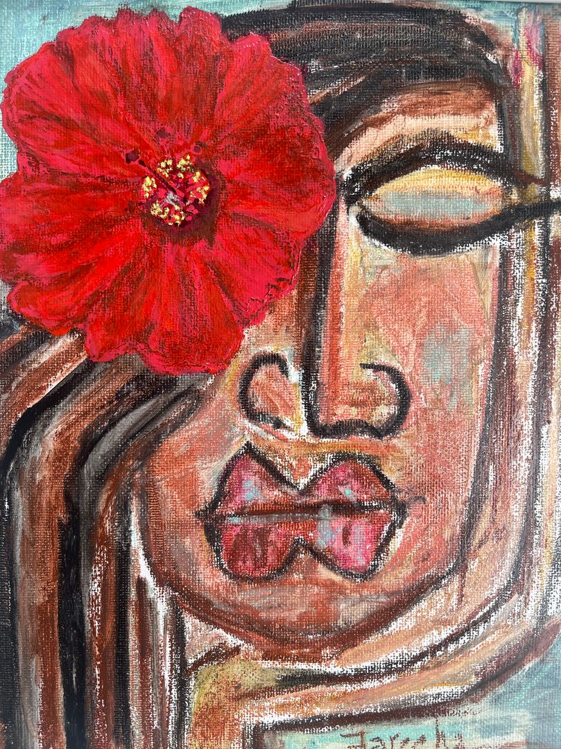 Wahine with Hibiscus Flower