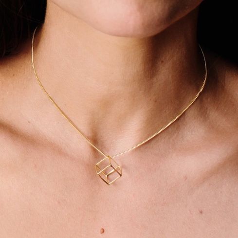 Cube Necklace Vermeil