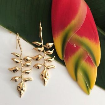 Heliconia Earrings Vermeil